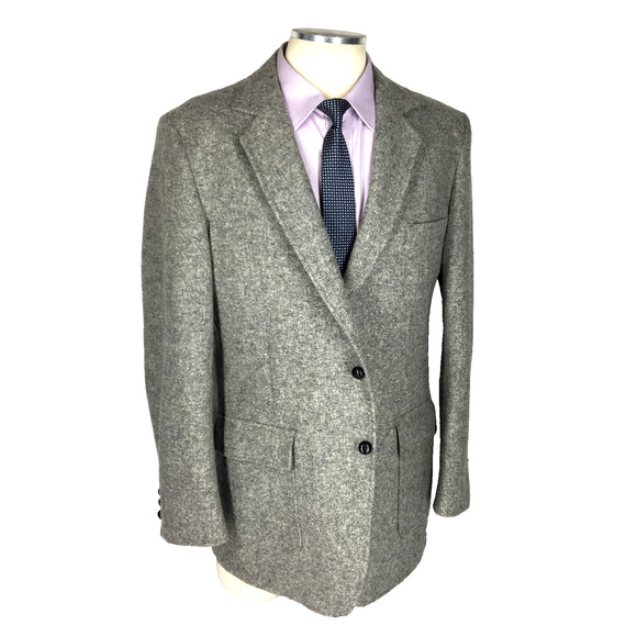 44L Dobbshire USA Mens Vintage 2 Bttn Wool Tweed Blazer Sport Coat Jacket Slate - Picture 1 of 12